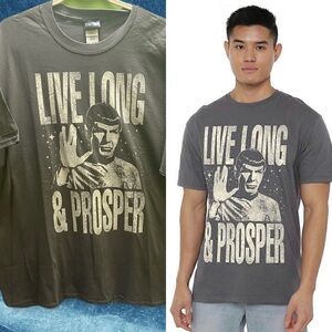 Star Trek Gray Men’s Graphic Tee XL “ LIVE LONG & PROSPER”
